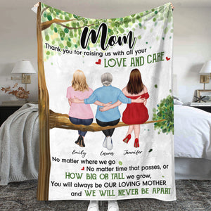 Love And Care, Gift For Mom, Personalized Blanket, Mother and Daughter Hugging, Mother's Day Gift - Blanket - GoDuckee