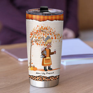 Personalized Cat Mom Personalized - Autumn Woman Cannot Survive On Wine Alone - Tumbler Cup - GoDuckee