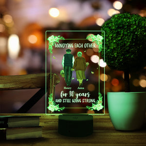 Annoying Each Other - Personalized Led Night Light - Gift For Couple - Old Couple Hand In Hand Back View - Led Night Light - GoDuckee