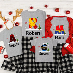 Personalized Christmas Family Shirt - Custom Letter - Shirts - GoDuckee
