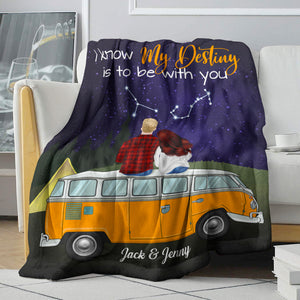 Personalized Camping Zodiac Couple Blanket - I Know My Destiny Is To Be With You - Blanket - GoDuckee