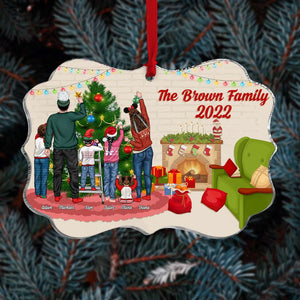 Family Decorate Christmas Tree Personalized Medallion Acrylic Ornament - Ornament - GoDuckee
