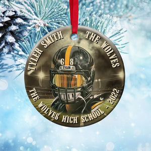 Football Player Custom Jersey Color, School Name & Team Name Ceramic Ornament - Ornament - GoDuckee