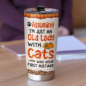 Personalized Cat Mom Personalized - I'm Just An Old Lady With Cats - Tumbler Cup - GoDuckee