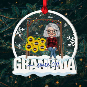 Grandma Grandchildren Sunflower, Acrylic Personalized Shape Ornament Christmas Gift For Grandma - Ornament - GoDuckee