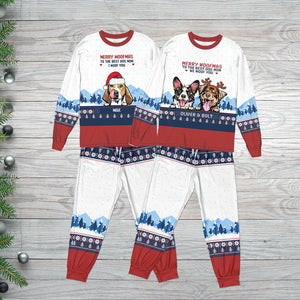 Merry Woofmas To The Best Dog Mom I Woof You, Personalized Dog Mom Pajamas, Gift For Dog Lovers - AOP Products - GoDuckee