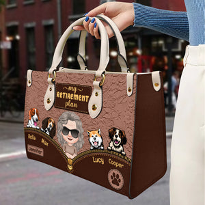Dog Lover's Retirement Plan Bag, Personalized Leather Bag, Retirement Gift, Birthday Gift For Dog Mom/Dad - Leather Bag - GoDuckee