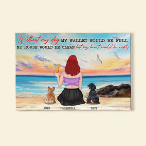 Personalized Dog Mom Poster - Without Dog My Heart Would Be Empty - On Beach - Poster & Canvas - GoDuckee