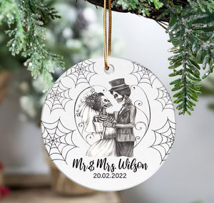 Personalized Skeleton Couple Ornament, Groom and Bride Wedding - Ornament - GoDuckee