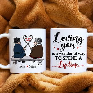 Loving You is A Wonderful Way to Spend A Lifetime, Personalized Couple Mug - Coffee Mug - GoDuckee