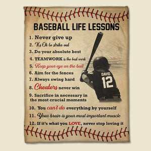 Baseball Player 12 Life Lessons Personalized Baseball Blanket - Blanket - GoDuckee