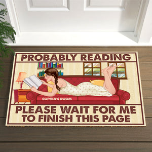 Probably Reading- Gift For Book Lover-Personalized Door Mat- Reading Book Door Mat - Doormat - GoDuckee