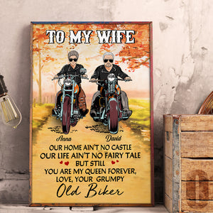 Personalized Marriage Chapter Poster - Biker Couple - To My Wife, Love, Your Grumpy Old Biker - Poster & Canvas - GoDuckee