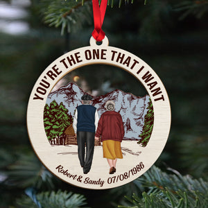 You're The One That I Want, Personalized Old Couple Wood Ornament, Christmas Gift - Ornament - GoDuckee