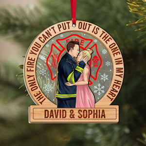 The Only Fire You Can't Put Out, Firefighter Couple Personalized 2 Layered Mix Ornament - Ornament - GoDuckee