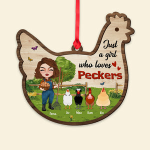 Just A Girl Who Loves Peckers Personalized Farm Girl Ornament, Christmas Tree Decor - Ornament - GoDuckee
