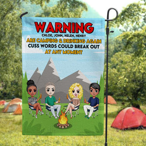 Personalized Camping Flag - Warning Camping & Drinking Again - Flag - GoDuckee