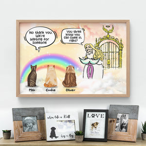 No Thank You I'm Waiting For Someone, Personalized Heaven Cat Poster & Canvas, Gift For Cat Lovers - Poster & Canvas - GoDuckee