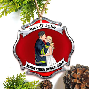 Firefighter Couple Badge You And Me We Got This Personalized Custom Shape Ornament - Ornament - GoDuckee