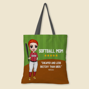 Softball Mom Less Sketchy Than U.ber Personalized Tote Bag - Tote Bag - GoDuckee