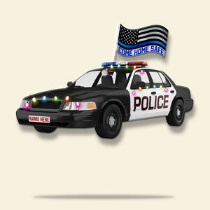 Police Come Home Safe Police Car With Flag - Personalized Christmas Ornament - Ornament - GoDuckee