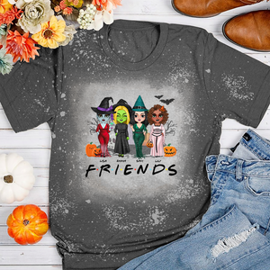 Personalized Witch Friends Bleached T-shirt, Halloween Gift For Friends - Shirts - GoDuckee