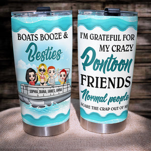 Personalized Pontoon Friends Tumbler - Boats Booze And Besties - Tumbler Cup - GoDuckee