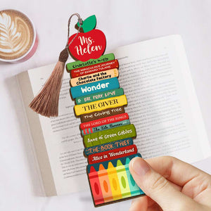 Teacher Crayons - Personalized Wooden Bookmark - Bookmarks - GoDuckee