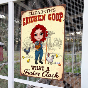 Chicken Coop What A Fuster Cluck - Personalized Metal Sign - Metal Wall Art - GoDuckee