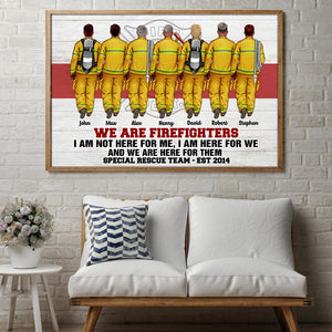 Personalized Firefighter Brother & Sister Poster - We Are Here For Them - Thin Red Line Background - Poster & Canvas - GoDuckee