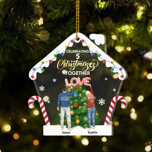 Celebrating Christmas Together,Personalized New Home Couple Acrylic Custom Shape Ornament, Christmas Gift - Ornament - GoDuckee