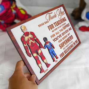 Dear Dad Thank You - Personalized Layered Wood Sign Stand - Gift For Dad - Wood Sign - GoDuckee