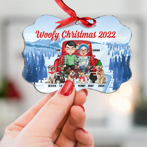 Woofy Christmas Couple and Dogs Personalized Acrylic Ornament - Ornament - GoDuckee