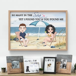 So Many In The Sea, Gift For Couple, Personalized Poster, Beach Couple Sitting Poster, Anniversary Gift - Poster & Canvas - GoDuckee