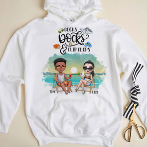 Decks Docks And Flip Flops Personalized Cruising Shirts Couple Drinking - Shirts - GoDuckee