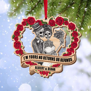 Skeleton Couple Love You Till Death and Beyond, Personalized Wood Ornament - Ornament - GoDuckee