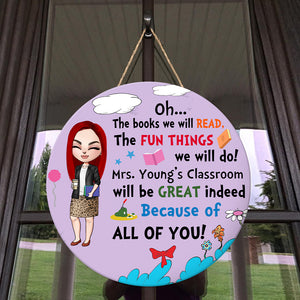 Teacher The Books We Will Read The Fun Things We Will Do - Personalized Wood Sign - Gifts For Teachers - Wood Sign - GoDuckee