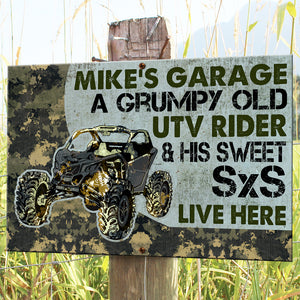 UTV Racing Car Metal Sign - Side By Side A Grumpy Old - Camo Pattern - Metal Wall Art - GoDuckee