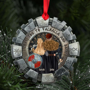 Viking Couple I Love You To The Valhalla And Back Personalized Acrylic Custom Shape Ornament - Ornament - GoDuckee