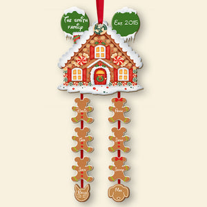 Personalized Family Wood Ornament, Christmas House With Gingerbread - Ornament - GoDuckee