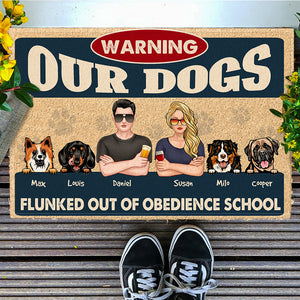 Family Our Dogs Flunked Out Of Obedience School - Personalized Doormat - Doormat - GoDuckee