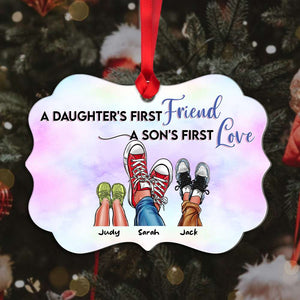 Mom And Kid Shoes Personalized Medallion Acrylic Ornament - Ornament - GoDuckee