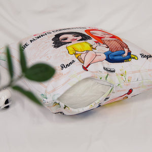 Side By Side Or Miles Apart Sisters Will Always Be Connected By Heart Personalized Sisters Pillow - Pillow - GoDuckee
