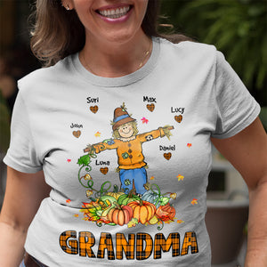 Halloween Scarecrow Grandma Personalized Autumn Shirt, Gift For Grandma - Shirts - GoDuckee