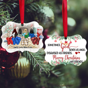 Sometimes God Send Us Angels - Personalized Christmas Ornament - Christmas Gift For Best Friends, Soul Sisters - Ornament - GoDuckee