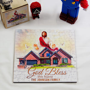 God Bless This Home - Personalized Wood Puzzle - Wood Sign - GoDuckee