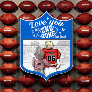 Love You To The End Zone And Back Personalized Football Couple Wood Sign Gift For Couple - Wood Sign - GoDuckee