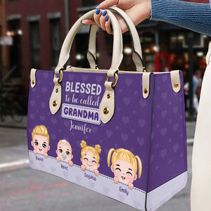 Blessed To Be Called, Personalized Leather Bag, Gift For Grandma - Leather Bag - GoDuckee