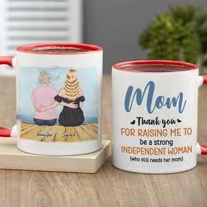 Mom, Thank You For Raising Me, Gift For Mom, Personalized Mug, Mom And Daughter Sitting Mug, Mother's Day Gift - Coffee Mug - GoDuckee