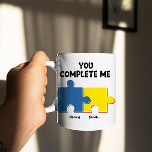 Funny Couple You Complete Me Puzzle, Personalized White Mug, Gift For Couple - Coffee Mug - GoDuckee